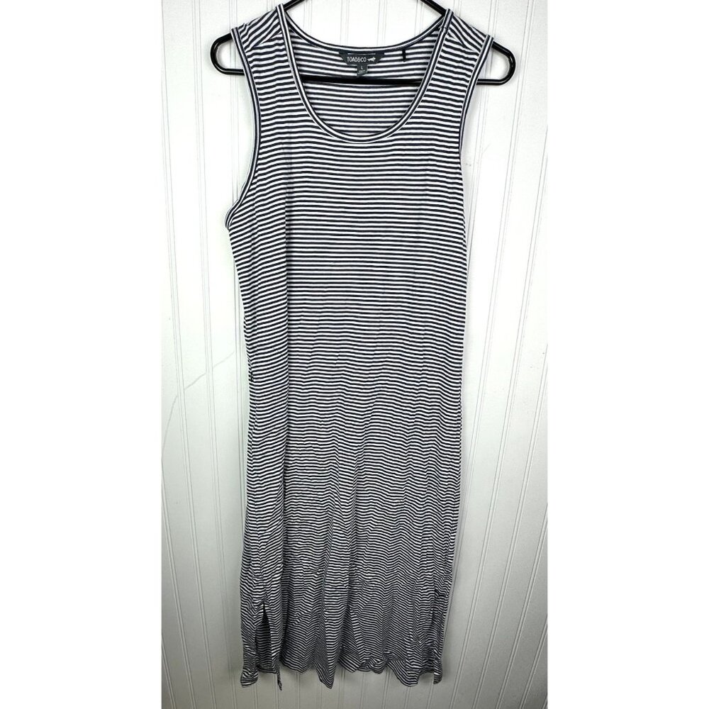 Toad & Co Stripe Sleeveless Dress Size Large Organic Cotton Blend